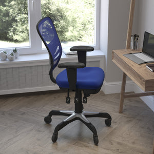 English Elm Nicholas Ergonomic Office Chair with Breathable Mesh, Adjustable Arms, and Smooth Roller Wheels for Comfort Blue/Black Frame HL-0001-BL-RLB-GG