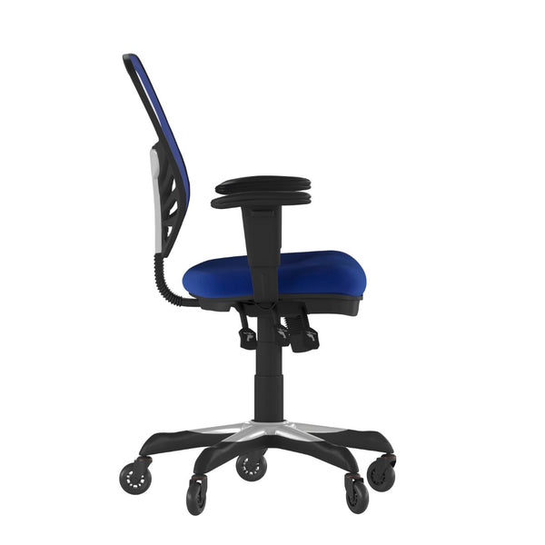 English Elm Nicholas Ergonomic Office Chair with Breathable Mesh, Adjustable Arms, and Smooth Roller Wheels for Comfort Blue/Black Frame HL-0001-BL-RLB-GG