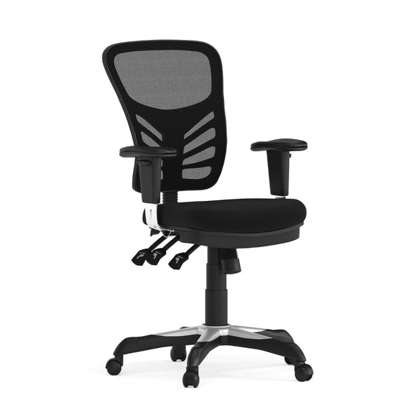 English Elm Nicholas Ergonomic Mid-Back Executive Chair for Ultimate Comfort and Support in Your Workspace Black/Black Frame HL-0001-GG