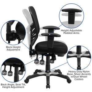 English Elm Nicholas Ergonomic Mid-Back Executive Chair for Ultimate Comfort and Support in Your Workspace Black/Black Frame HL-0001-GG