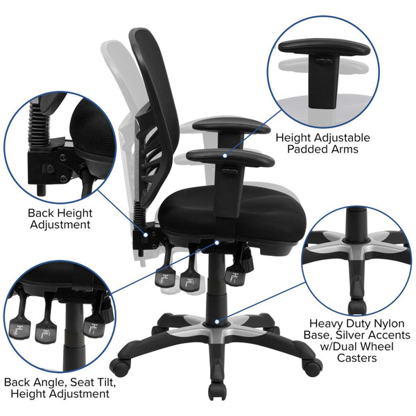 English Elm Nicholas Ergonomic Mid-Back Executive Chair for Ultimate Comfort and Support in Your Workspace Black/Black Frame HL-0001-GG