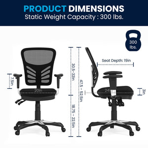 English Elm Nicholas Ergonomic Mid-Back Executive Chair for Ultimate Comfort and Support in Your Workspace Black/Black Frame HL-0001-GG