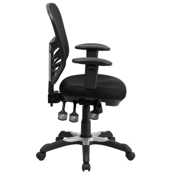 English Elm Nicholas Ergonomic Mid-Back Executive Chair for Ultimate Comfort and Support in Your Workspace Black/Black Frame HL-0001-GG