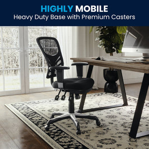 English Elm Nicholas Ergonomic Mid-Back Executive Chair for Ultimate Comfort and Support in Your Workspace Black/Black Frame HL-0001-GG