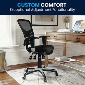 English Elm Nicholas Ergonomic Mid-Back Executive Chair for Ultimate Comfort and Support in Your Workspace Black/Black Frame HL-0001-GG