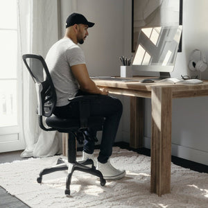 English Elm Nicholas Ergonomic Mid-Back Executive Chair for Ultimate Comfort and Support in Your Workspace Black/Black Frame HL-0001-GG