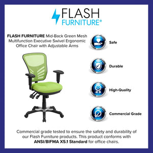 English Elm Nicholas Ergonomic Mid-Back Executive Chair for Ultimate Comfort and Support in Your Workspace Green/Black Frame HL-0001-GN-GG