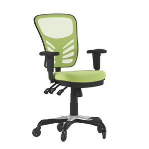 English Elm Nicholas Ergonomic Office Chair with Breathable Mesh, Adjustable Arms, and Smooth Roller Wheels for Comfort Green/Black Frame HL-0001-GN-RLB-GG