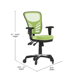 English Elm Nicholas Ergonomic Office Chair with Breathable Mesh, Adjustable Arms, and Smooth Roller Wheels for Comfort Green/Black Frame HL-0001-GN-RLB-GG