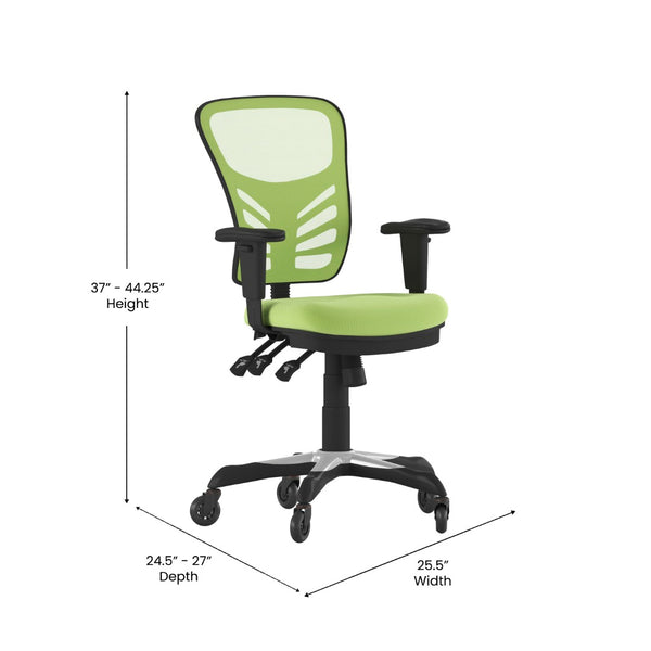 English Elm Nicholas Ergonomic Office Chair with Breathable Mesh, Adjustable Arms, and Smooth Roller Wheels for Comfort Green/Black Frame HL-0001-GN-RLB-GG