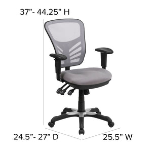 English Elm Nicholas Ergonomic Mid-Back Executive Chair for Ultimate Comfort and Support in Your Workspace Gray/Black Frame HL-0001-GY-GG