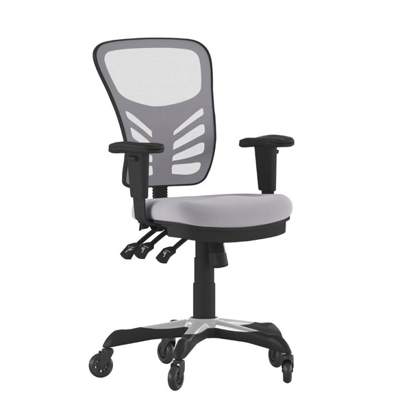 English Elm Nicholas Ergonomic Office Chair with Breathable Mesh, Adjustable Arms, and Smooth Roller Wheels for Comfort Gray/Black Frame HL-0001-GY-RLB-GG