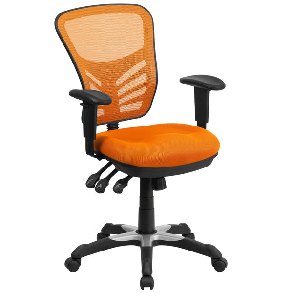 English Elm Nicholas Ergonomic Mid-Back Executive Chair for Ultimate Comfort and Support in Your Workspace Orange/Black Frame HL-0001-OR-GG
