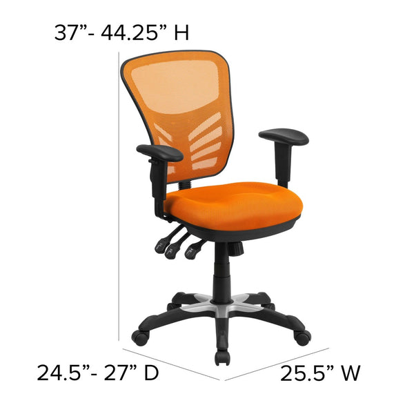 English Elm Nicholas Ergonomic Mid-Back Executive Chair for Ultimate Comfort and Support in Your Workspace Orange/Black Frame HL-0001-OR-GG