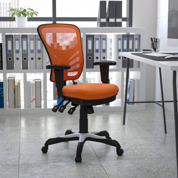 English Elm Nicholas Ergonomic Mid-Back Executive Chair for Ultimate Comfort and Support in Your Workspace Orange/Black Frame HL-0001-OR-GG