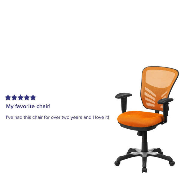 English Elm Nicholas Ergonomic Mid-Back Executive Chair for Ultimate Comfort and Support in Your Workspace Orange/Black Frame HL-0001-OR-GG
