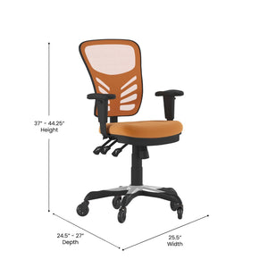 English Elm Nicholas Ergonomic Office Chair with Breathable Mesh, Adjustable Arms, and Smooth Roller Wheels for Comfort Orange/Black Frame HL-0001-OR-RLB-GG