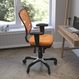 English Elm Nicholas Ergonomic Office Chair with Breathable Mesh, Adjustable Arms, and Smooth Roller Wheels for Comfort Orange/Black Frame HL-0001-OR-RLB-GG