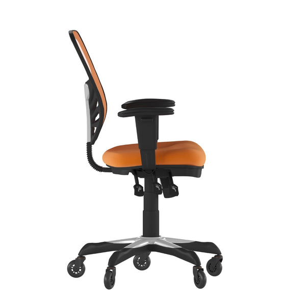 English Elm Nicholas Ergonomic Office Chair with Breathable Mesh, Adjustable Arms, and Smooth Roller Wheels for Comfort Orange/Black Frame HL-0001-OR-RLB-GG