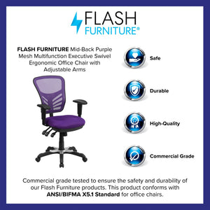 English Elm Nicholas Ergonomic Mid-Back Executive Chair for Ultimate Comfort and Support in Your Workspace Purple/Black Frame HL-0001-PUR-GG