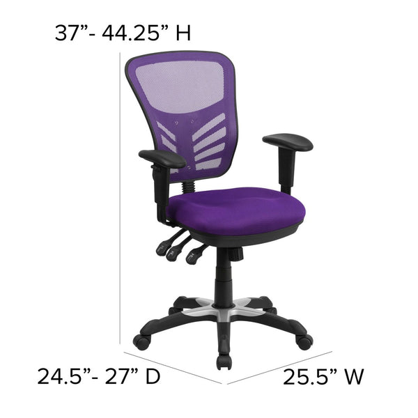 English Elm Nicholas Ergonomic Mid-Back Executive Chair for Ultimate Comfort and Support in Your Workspace Purple/Black Frame HL-0001-PUR-GG