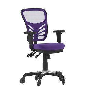 English Elm Nicholas Ergonomic Office Chair with Breathable Mesh, Adjustable Arms, and Smooth Roller Wheels for Comfort Purple/Black Frame HL-0001-PUR-RLB-GG