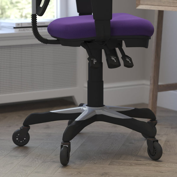 English Elm Nicholas Ergonomic Office Chair with Breathable Mesh, Adjustable Arms, and Smooth Roller Wheels for Comfort Purple/Black Frame HL-0001-PUR-RLB-GG