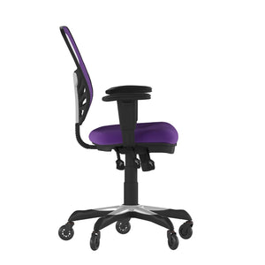 English Elm Nicholas Ergonomic Office Chair with Breathable Mesh, Adjustable Arms, and Smooth Roller Wheels for Comfort Purple/Black Frame HL-0001-PUR-RLB-GG