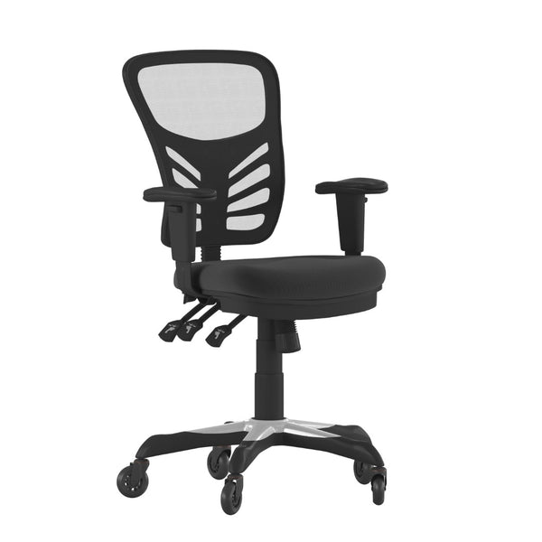 English Elm Nicholas Ergonomic Office Chair with Breathable Mesh, Adjustable Arms, and Smooth Roller Wheels for Comfort Black/Black Frame HL-0001-RLB-GG
