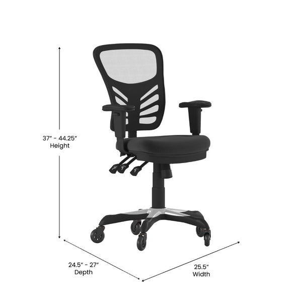 English Elm Nicholas Ergonomic Office Chair with Breathable Mesh, Adjustable Arms, and Smooth Roller Wheels for Comfort Black/Black Frame HL-0001-RLB-GG