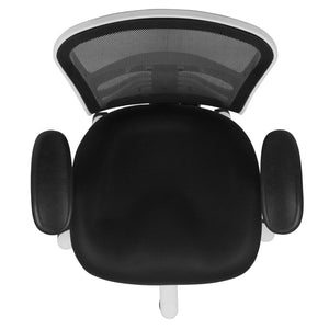 English Elm Nicholas Ergonomic Mid-Back Executive Chair for Ultimate Comfort and Support in Your Workspace Black Mesh/White Frame HL-0001-WH-BK-GG