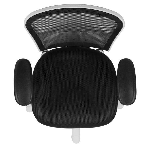 English Elm Nicholas Ergonomic Mid-Back Executive Chair for Ultimate Comfort and Support in Your Workspace Black Mesh/White Frame HL-0001-WH-BK-GG