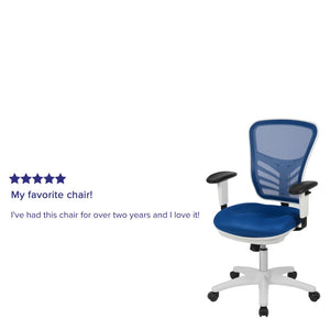 English Elm Nicholas Ergonomic Mid-Back Executive Chair for Ultimate Comfort and Support in Your Workspace Blue Mesh/White Frame HL-0001-WH-BLUE-GG