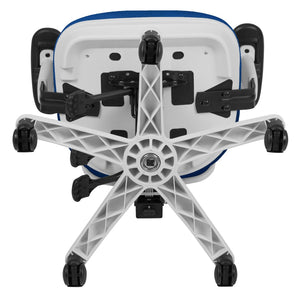 English Elm Nicholas Ergonomic Mid-Back Executive Chair for Ultimate Comfort and Support in Your Workspace Blue Mesh/White Frame HL-0001-WH-BLUE-GG