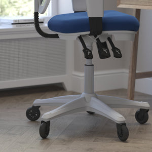 English Elm Nicholas Ergonomic Office Chair with Breathable Mesh, Adjustable Arms, and Smooth Roller Wheels for Comfort Blue Mesh/White Frame HL-0001-WH-BLUE-RLB-GG