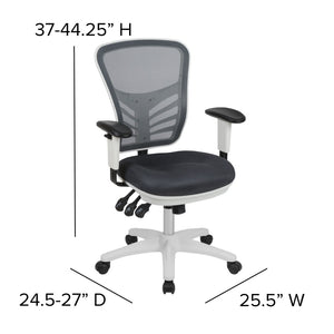English Elm Nicholas Ergonomic Mid-Back Executive Chair for Ultimate Comfort and Support in Your Workspace Dark Gray Mesh/White Frame HL-0001-WH-DKGY-GG
