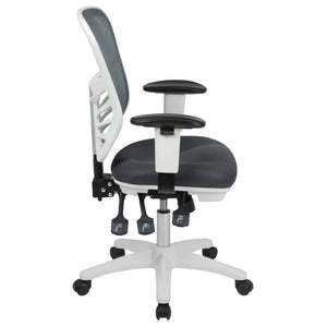 English Elm Nicholas Ergonomic Mid-Back Executive Chair for Ultimate Comfort and Support in Your Workspace Dark Gray Mesh/White Frame HL-0001-WH-DKGY-GG