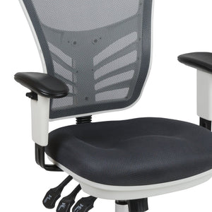 English Elm Nicholas Ergonomic Mid-Back Executive Chair for Ultimate Comfort and Support in Your Workspace Dark Gray Mesh/White Frame HL-0001-WH-DKGY-GG