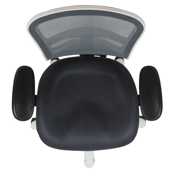 English Elm Nicholas Ergonomic Mid-Back Executive Chair for Ultimate Comfort and Support in Your Workspace Dark Gray Mesh/White Frame HL-0001-WH-DKGY-GG