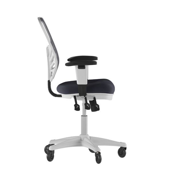 English Elm Nicholas Ergonomic Office Chair with Breathable Mesh, Adjustable Arms, and Smooth Roller Wheels for Comfort Dark Gray Mesh/White Frame HL-0001-WH-DKGY-RLB-GG