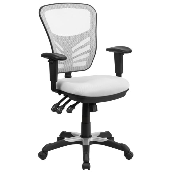 English Elm Nicholas Ergonomic Mid-Back Executive Chair for Ultimate Comfort and Support in Your Workspace White/Black Frame HL-0001-WH-GG