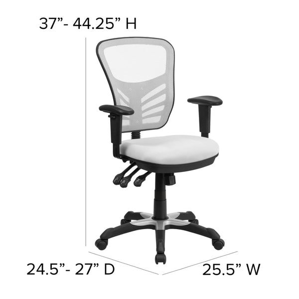 English Elm Nicholas Ergonomic Mid-Back Executive Chair for Ultimate Comfort and Support in Your Workspace White/Black Frame HL-0001-WH-GG