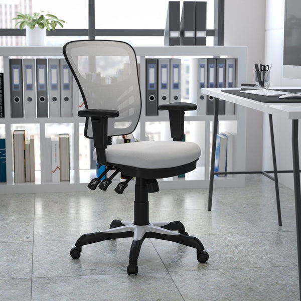English Elm Nicholas Ergonomic Mid-Back Executive Chair for Ultimate Comfort and Support in Your Workspace White/Black Frame HL-0001-WH-GG