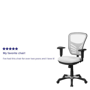 English Elm Nicholas Ergonomic Mid-Back Executive Chair for Ultimate Comfort and Support in Your Workspace White/Black Frame HL-0001-WH-GG
