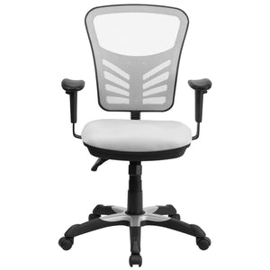 English Elm Nicholas Ergonomic Mid-Back Executive Chair for Ultimate Comfort and Support in Your Workspace White/Black Frame HL-0001-WH-GG