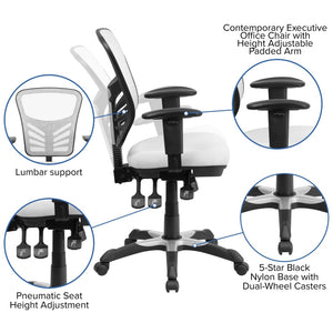 English Elm Nicholas Ergonomic Mid-Back Executive Chair for Ultimate Comfort and Support in Your Workspace White/Black Frame HL-0001-WH-GG
