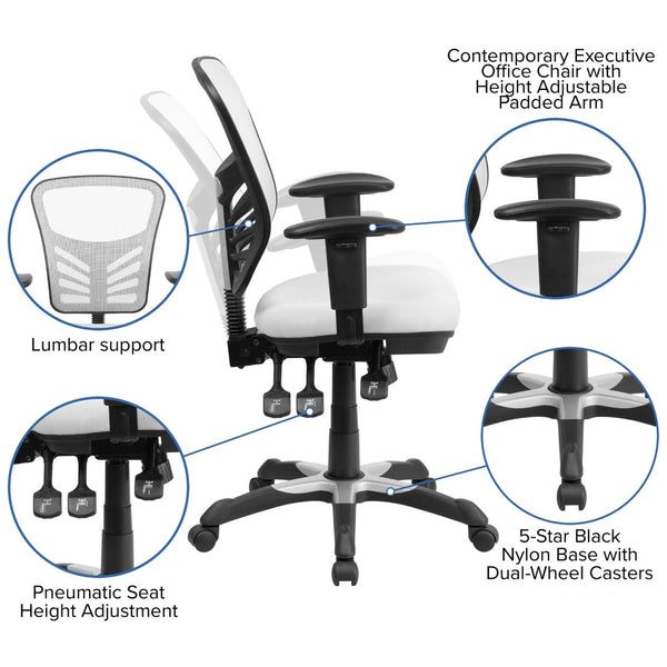 English Elm Nicholas Ergonomic Mid-Back Executive Chair for Ultimate Comfort and Support in Your Workspace White/Black Frame HL-0001-WH-GG
