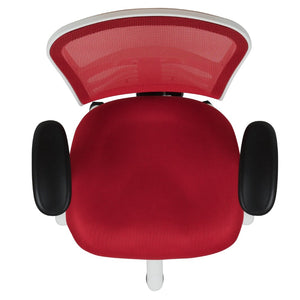English Elm Nicholas Ergonomic Mid-Back Executive Chair for Ultimate Comfort and Support in Your Workspace Red Mesh/White Frame HL-0001-WH-RED-GG