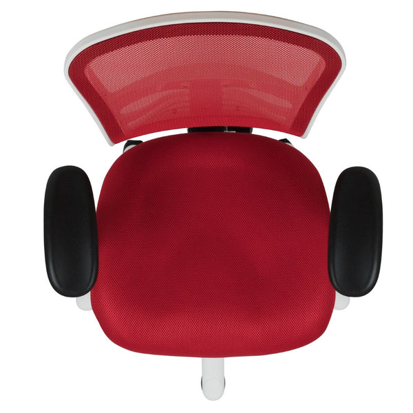 English Elm Nicholas Ergonomic Mid-Back Executive Chair for Ultimate Comfort and Support in Your Workspace Red Mesh/White Frame HL-0001-WH-RED-GG