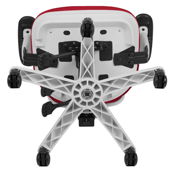 English Elm Nicholas Ergonomic Mid-Back Executive Chair for Ultimate Comfort and Support in Your Workspace Red Mesh/White Frame HL-0001-WH-RED-GG